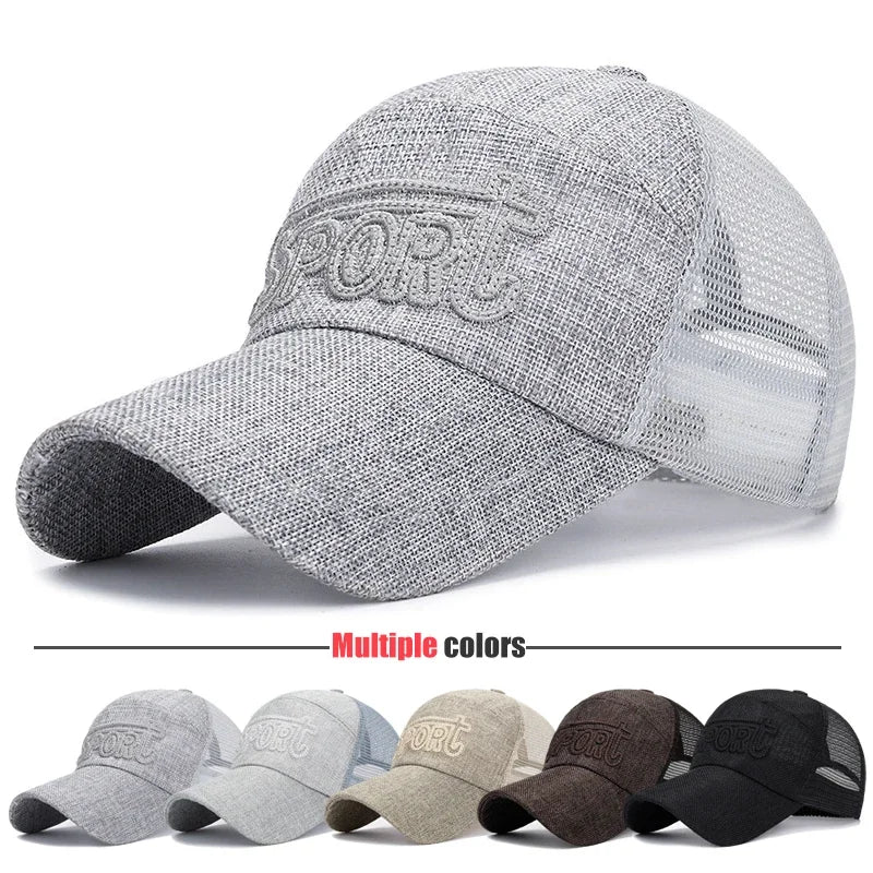 New Fashion Outdoor Sport Baseball Cap Casual Snapback Hats linen mesh fabric embroidery Suitable for spring summer and autumn New Fashion Outdoor Sport Baseball Cap Casual Snapback Hats linen mesh fabric embroidery Suitable for spring summer and autumn